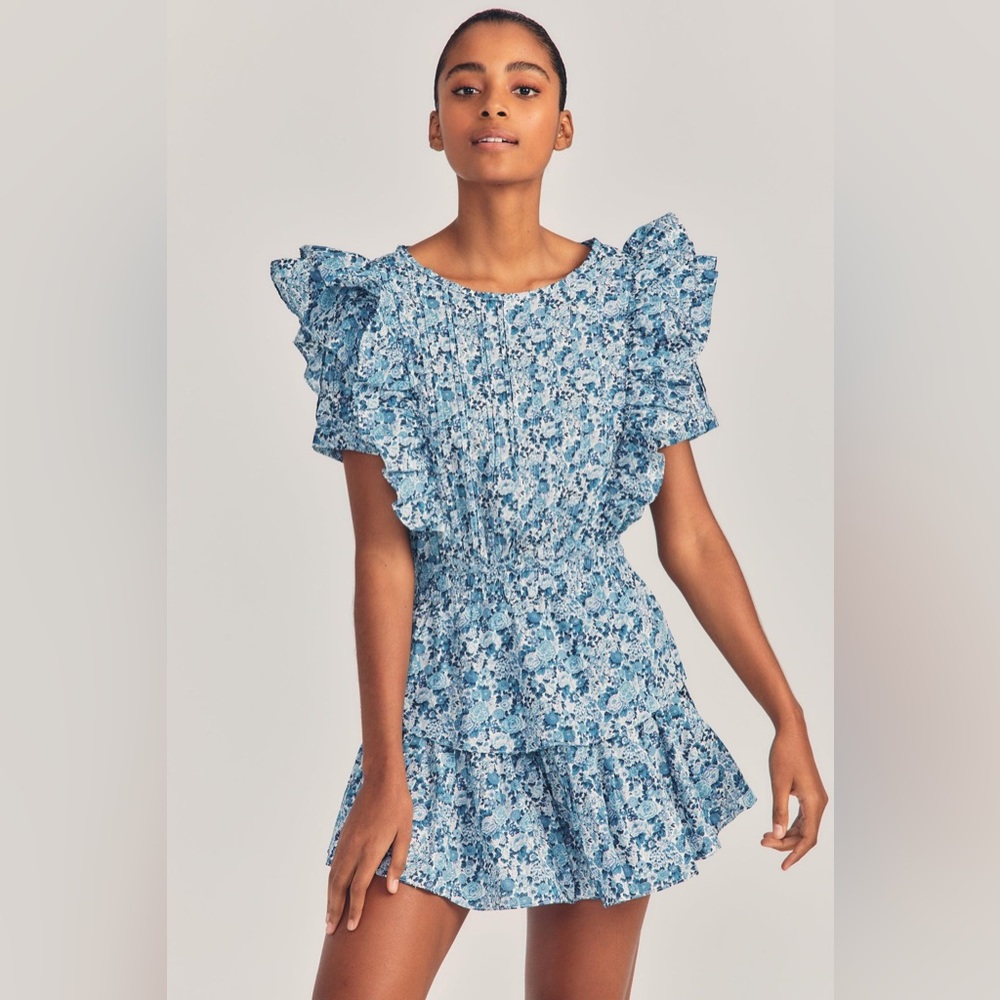 Loveshackfancy x Liberty London blue floral dress size XS